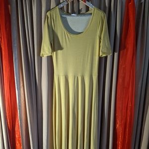 LulaRoe yellow and white maxi dress.